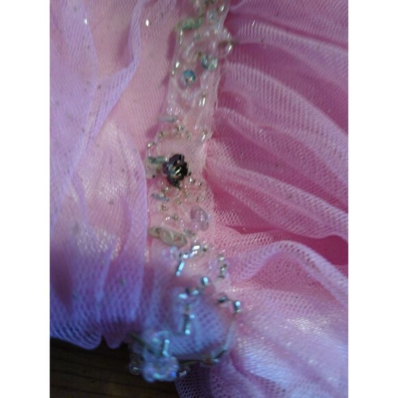 Jovani Pink Prom Dress Womens Sz 2 Mermaid Shoulder Straps Rhinestones Netting - Picture 13 of 15